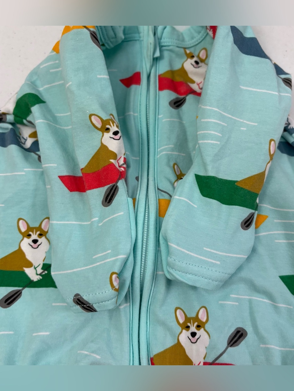 Good Luck sock pajamas Corgi's Kayaking Baby Pajamas newborn light blue - Picture 3 of 6